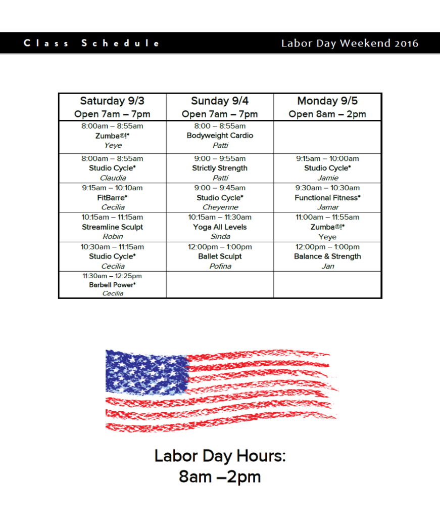 Labor Day Weekend Schedule! HealthyFit